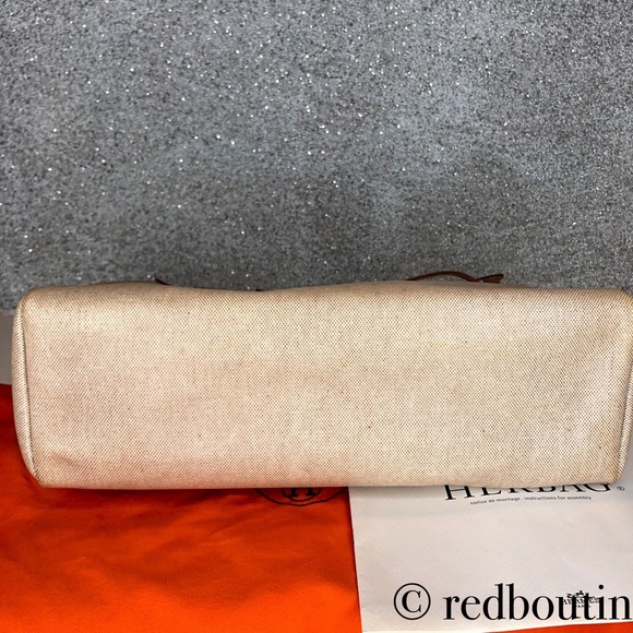 HERMES Natural Toile/Tan Leather Herbag MM 2-in-1 - Picture 4 of 8